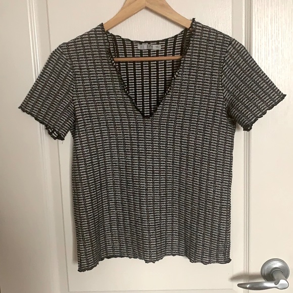 Zara Knit Sparkly Top Size Medium - Picture 1 of 3